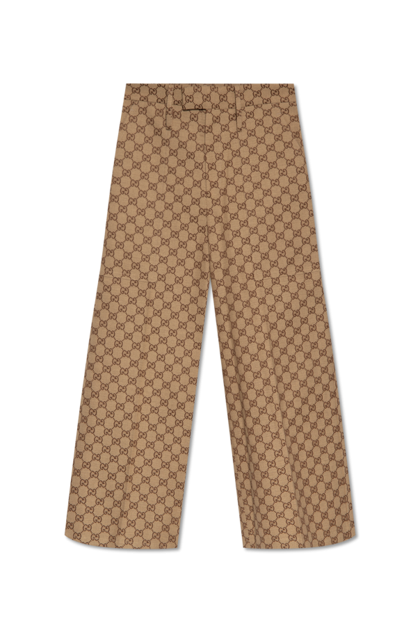 slide buckled cotton shorts SchaferandweinerShops Tonga Beige Trousers with monogram Gucci